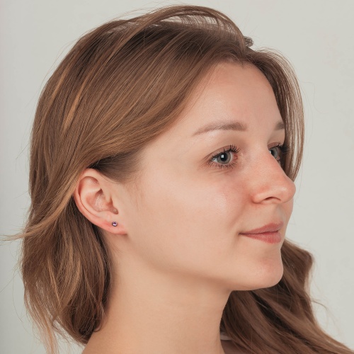 Пусеты Fiore Luna Cubic zirconia Amethyst, SWE0128 AM S фото 2